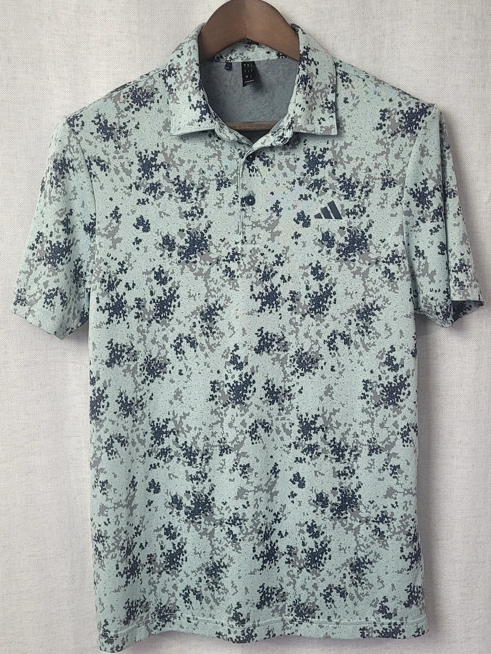 Adidas Men's Burst Jacquard Golf Polo - Semi Flash Aqua - Size Small - Like New